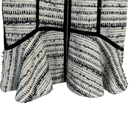 Rebecca Taylor Raffia Tweed Dress Size 8 Full Front Zip Fit n' Flare Drop Hem - Picture 7 of 11